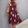 Women's Summer Sleeveless Solid Color Printed Loose Splicing Casual Hanging Neck Beach Dresses