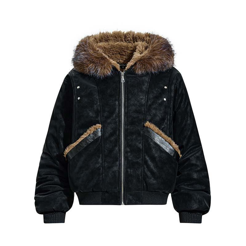 Men's Trendy 2025 Winter Deconstructed Patchwork Fleece-Lined Hooded Cotton Jacket