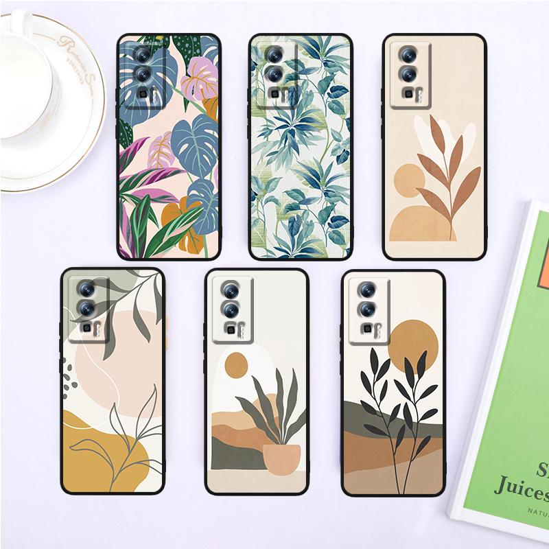 Vintage Flower Leaves For Xiaomi Redmi 9A 9C 9AT 10C 9 9T 10 12C 13C 8 12 K60 A1 K50 K40 5G Black Soft Phone Case