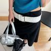 Y2k PU Leather Waistband Woven Western Cowboy Belt Fashion Women Wide Belt  Spicy Girl