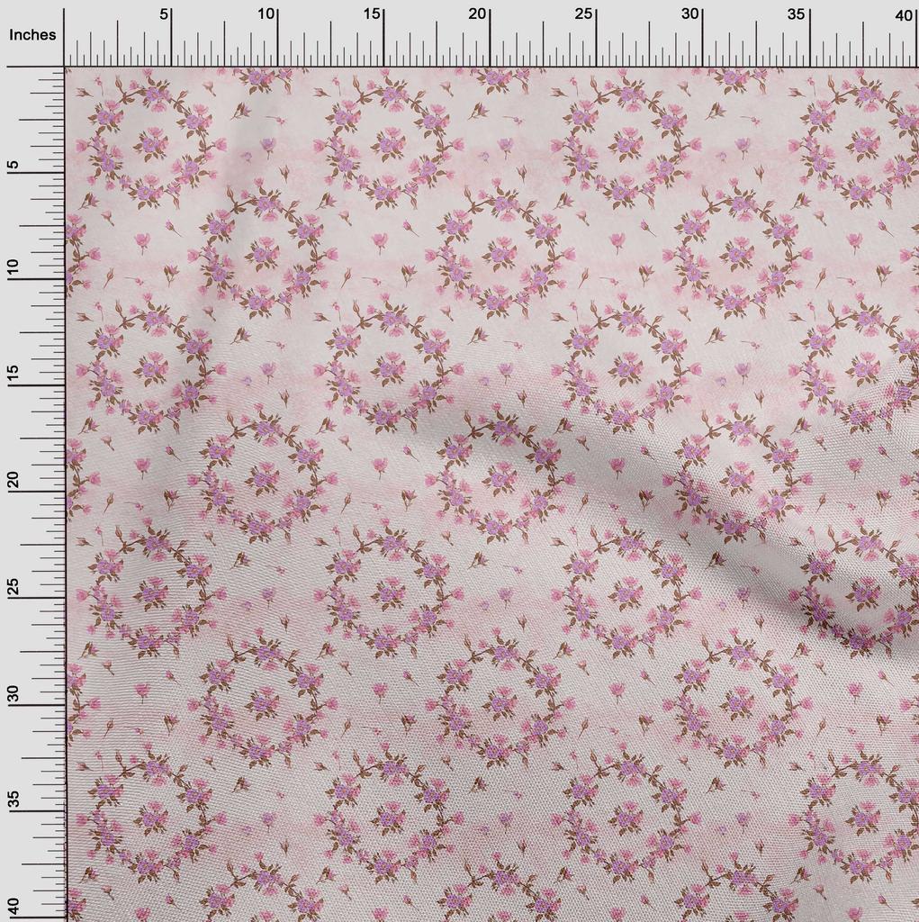 oneOone Хлопковая гибкая светло-розовая ткань с акварельным цветочным принтом, швейный материал, ткань с принтом по ярдам, 40 дюймов