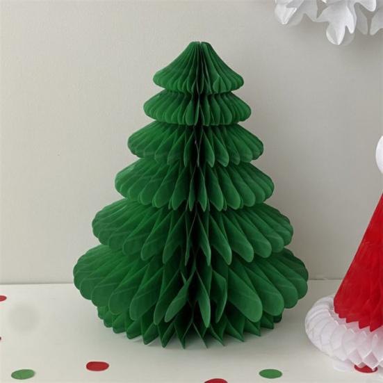 Yousheng Christmas Tree Decoration Hanging Ornament Easy Assembly Festive Hanging Decor 3D Honeycomb Paper Decoration