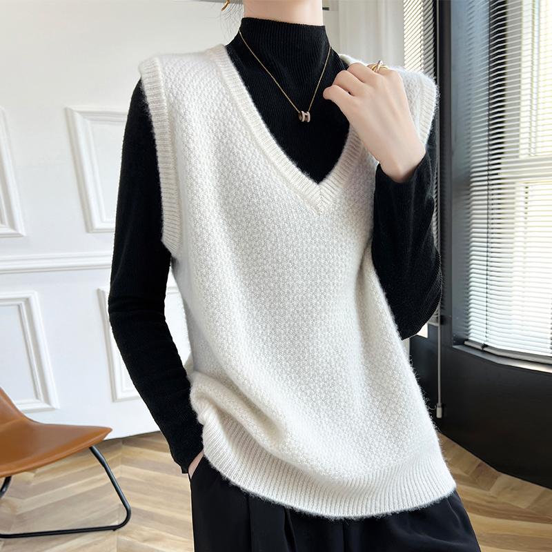Женский кашемировый жилет Qinghe Cashmere 30% кашемир 70% шерсть осенне-зимний кашемировый жилет мягкий и теплый