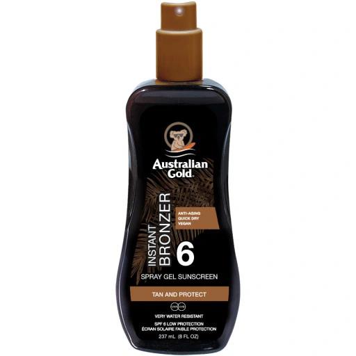Australian Gold spray gel with Bronzer SPF6 + Moisture Lock 237ml