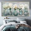 Abstract Vintage Fresh Peonies Canvas Painting Wall Art White Flower Posters and Prints Vase Wall Art for Living Room Decor