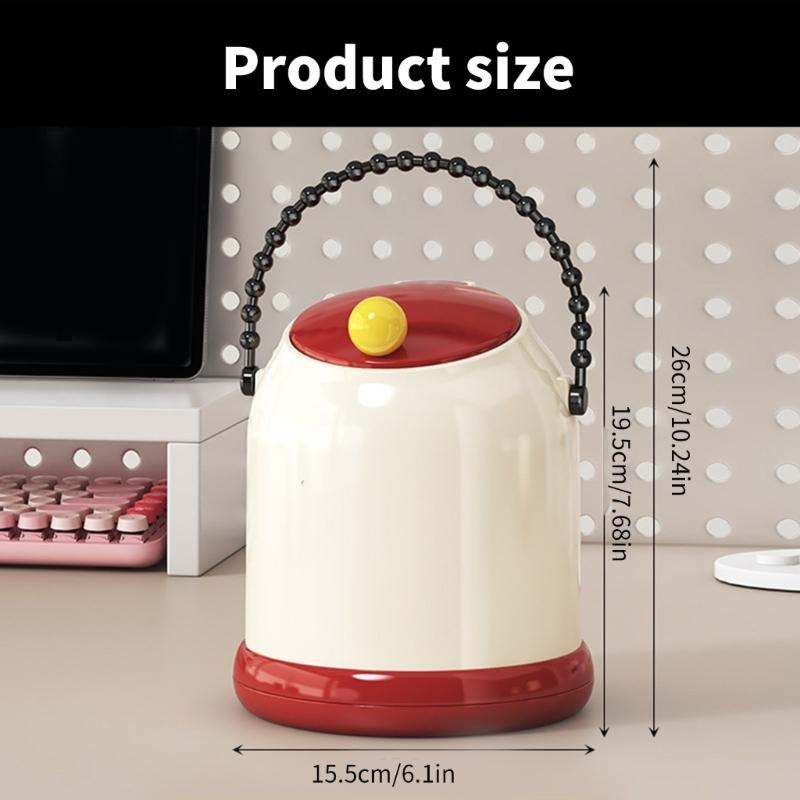 Мини Мусорное Ведро для Офисного Стола с Нажимной Крышкой и Ручкой Портативный Пластиковый Контейнер для Мусора для Спальни Ванной Комнаты Учебной Зоны