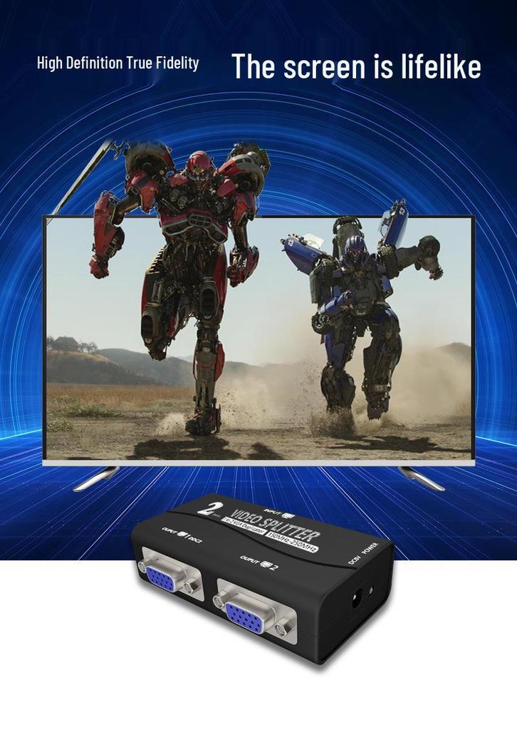HD VGA разветвитель 1 на 2, видеораспределитель на два экрана