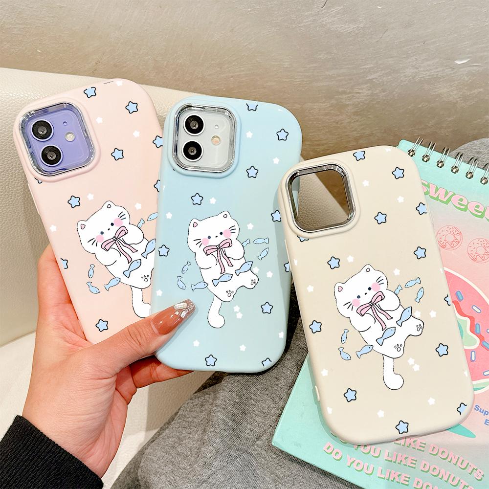 For OPPO A18 A38 A54 A60 A96 Reno12 F 8T 8Z Vivo V30 V40 Y15s Y22 Y27 Y30 Y36 Cartoon Lovely Cat Soft Silicone Phone Case