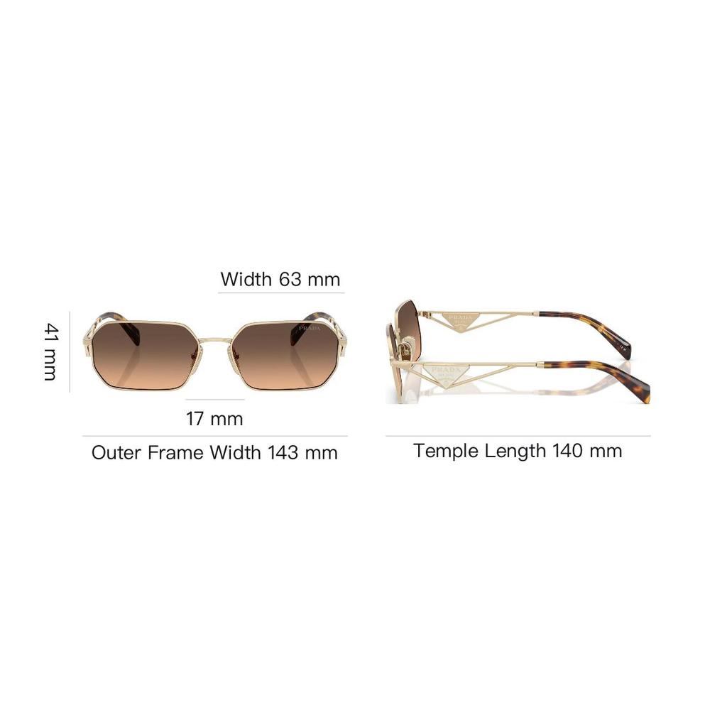 Prada Logo Metal Square Sunglasses Women sunglasses Gold PR-A51SZVN50C
