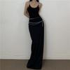 Women's Temperament Pure Colour One-piece Low Waist Sexy Slim Package Hip Hem Open Fork Half-body Long Skirt