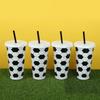 6 Pcs Set 24 OZ Soccer Cups Large Capacity Reusable Straw Cup with Lid and Straw Stackable Coffee Cup Soccer Fans Party Supplies