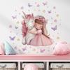 Мультяшная Девочка Единорог Виниловые Детские Наклейки на Стену Для Украшения Детской Комнаты Аксессуары для Спальни Мебельные Наклейки Настенное Искусство Декор Комнаты