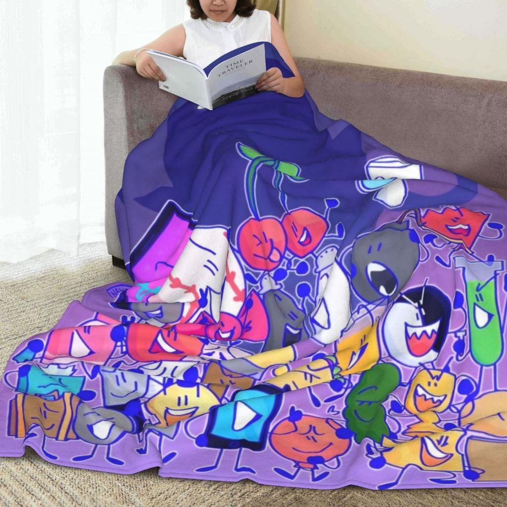 BFDI Inanimate Insanity All Characters Flannel Blankets Soft Throw Blanket for Couch Chair Travel Bedspread Sofa Bed Cover