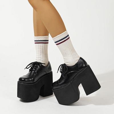 Gdgydh/женские туфли-лодочки на массивном каблуке, элегантные оксфордские туфли-лодочки на шнуровке на платформе для женщин, увеличивающие рост, дизайнерская обувь для вечеринки, косплея