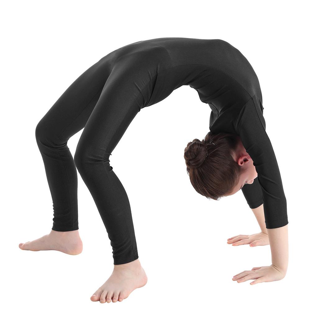 Детский костюм для девочек с длинными рукавами на молнии и воротником-стойкой, комбинезон для балета и танца, гимнастический комбинезон