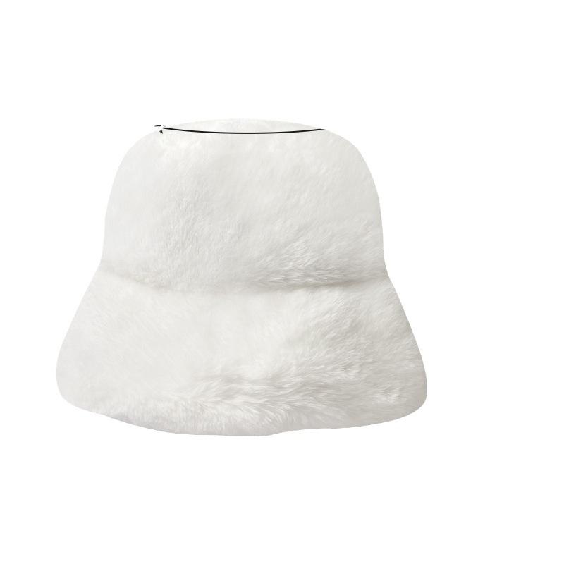Korean New Winter Imitation Rabbit Wool Hat Thick Plush Pot Hat for Women Versatile Cold Proof and Warm Fisherman Hat