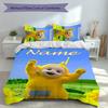 3pcs Custom Name Teletubbies Bedding Set,Includes 1 Duvet Cover and 2 Pillowcases,All-season Bedroom Decor