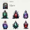 12 Sheets/pack Dark Forest Stickers Waterproof Transparent Decorative Decals PET Adhesive Sticker Label for Scrapbooking