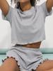 European & American Cross-Border Round Neck Top and Ruffle Hem Shorts Homewear Set - INS Style
