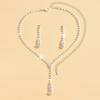 3pcs Women's Jewelry Fashion Drops Rhinestone Necklace Earring Set Bridal Wedding Accessories