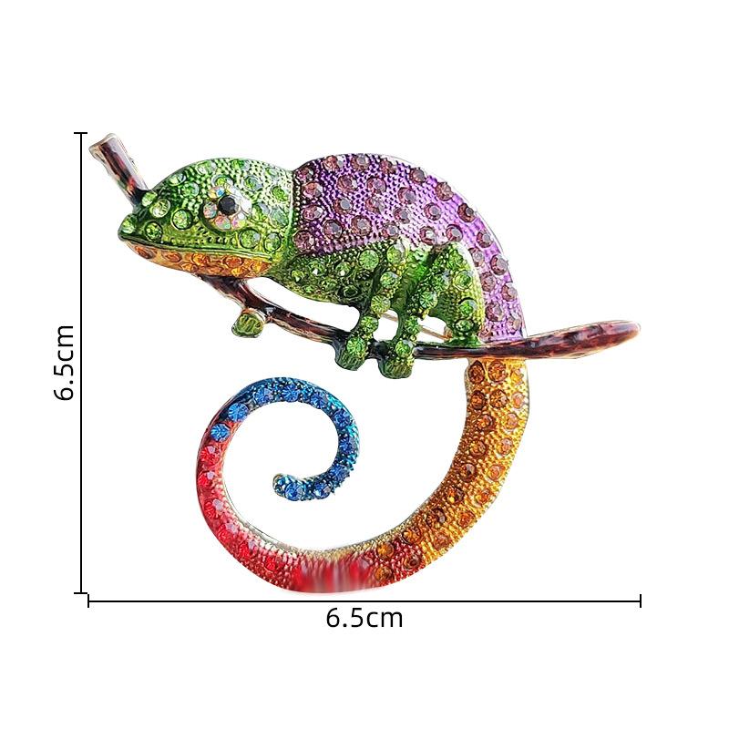 Chameleon Animal Lizard Brooch Pins Multicolor Jewelry Creative Gift for Women Fashion Office Outfit Highlight
