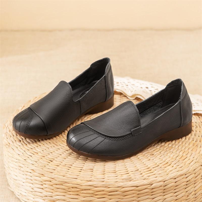 2025 Весна Натуральная Кожа Женская Обувь Удобная Коровья Кожа Мягкая Подошва Повседневная Женская Обувь Плоский Каблук Нескользящая Обувь Для Мам
