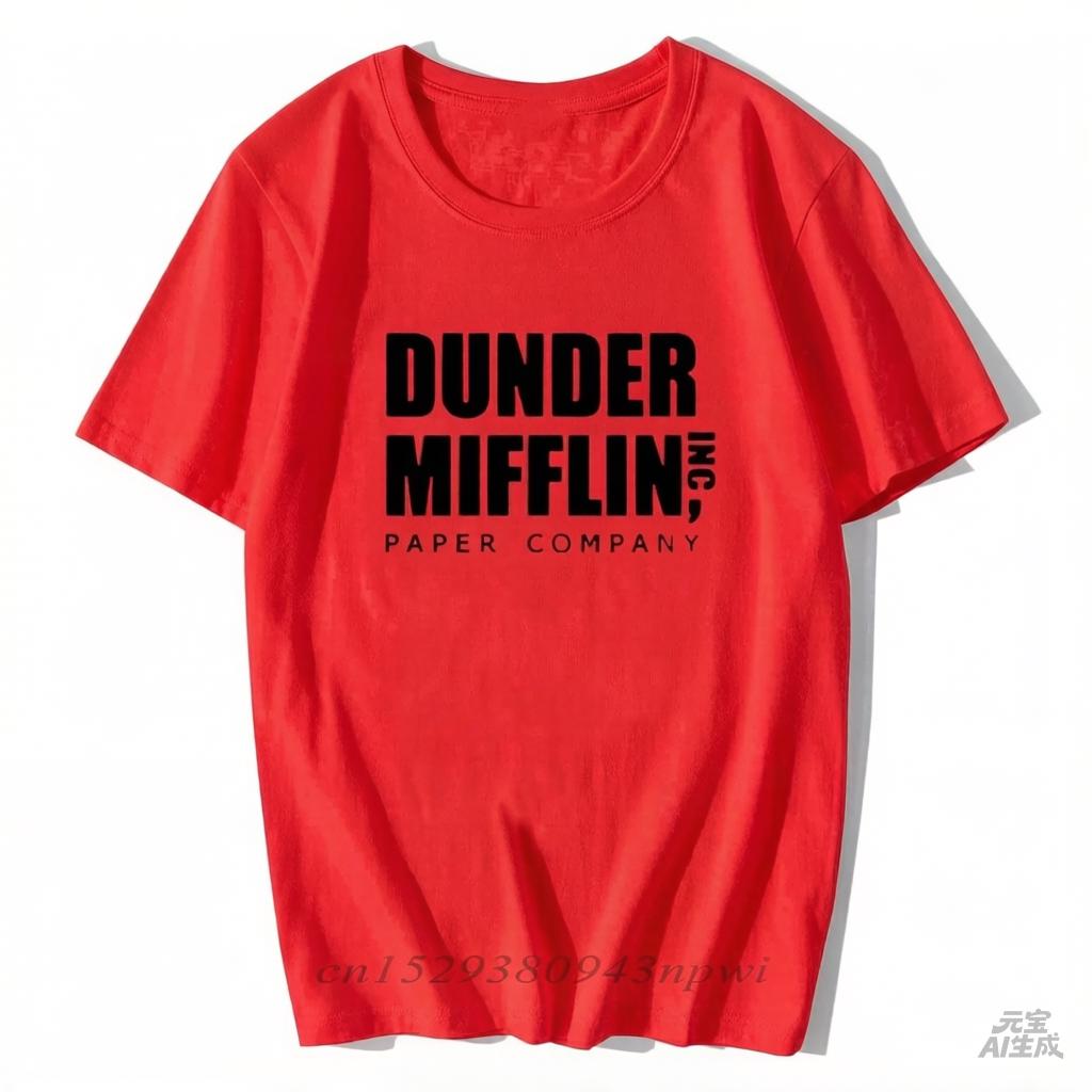 2024 Унисекс Футболка с коротким рукавом и круглым вырезом The Office Dunder Mifflin Уличная Повседневная