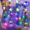 1/4PCS Luminous Christmas Tree Ornaments Desktop Pine Needle Tree Decoration Night Light Xmas Trees Lights New Year Party Decor