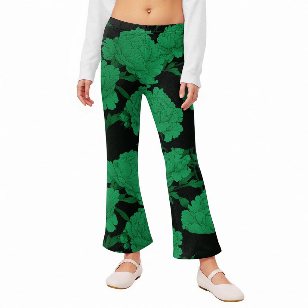 Girls' Flared Leggings - Printed Bell Bottom Pants