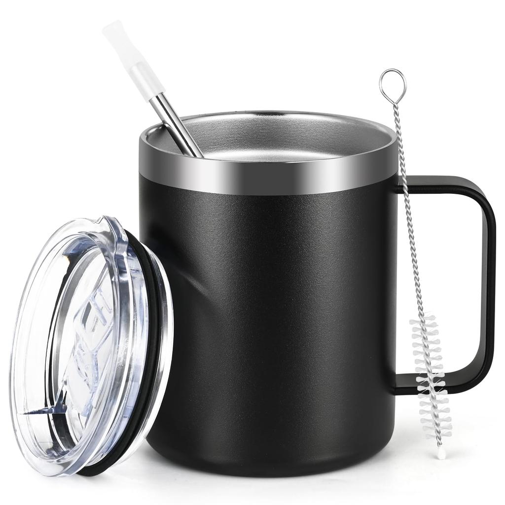 Livole Vacuum Insulated Insulated and Cold Stainless Steel Mug with Coffee Vacuum with Black Mug, Cup, Lid, Cup, Mug, Double-Walled Thermos,