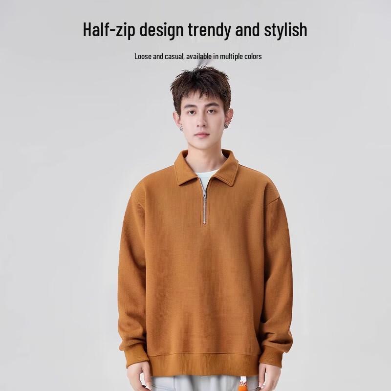 Baleno Men's Waffle Knit Heavyweight Half-Zip Stand-Collar Sweatshirt