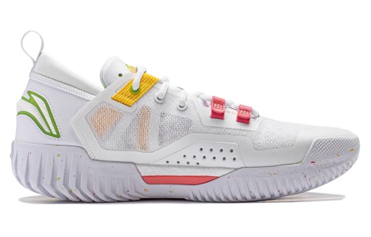 Li Ning BadFive 3 Low Cushioning Abrasion Resistant Lightweight Low top Basketball Shoes Unisex White Red Yellow ABFU005-4