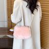 Жемчужная плюшевая сумка через плечо женская сумка простая 2025 зима новая трендовая личность мода косая через плечо тренд маленькая квадратная сумка