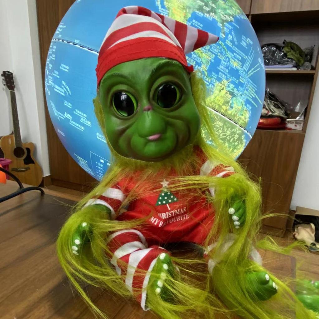 Рождественская латексная кукла, зеленый пушистый подарок, плюшевое украшение, рождественский подарок