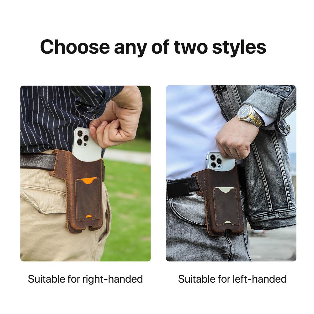 Чехол для телефона из натуральной кожи для мужчин, кобура с петлей для мобильного телефона, чехол с крючком на пояс, поясная сумка для телефона 5,4 дюйма/6,1 дюйма/6,7 дюйма