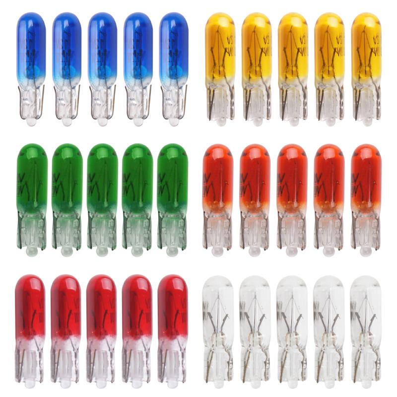 10pcs W2W T5 Led Car Gauge Light Halogen Lamp 12v 1.2w Auto Interior Instrument Lights Side Marker Light Glass Dashboard Bulb Dome Lights 6