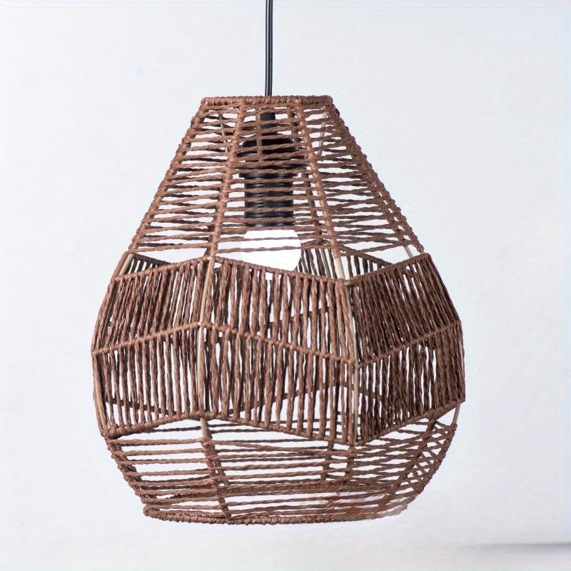 Hand Weave Lampshade Rattan Hanging Lamp Shade Cafe Hotel Light Cover Ceiling Pendant Fixture For Home Restaurant Decors