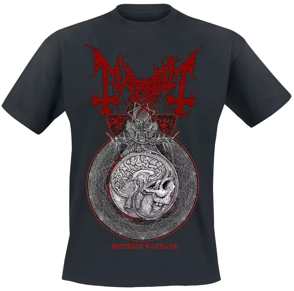 Mayhem Skull Crossbones Tee, Vintage Black Metal Band Shirt with Double-Sided Print, Extreme Metal Fan Merch