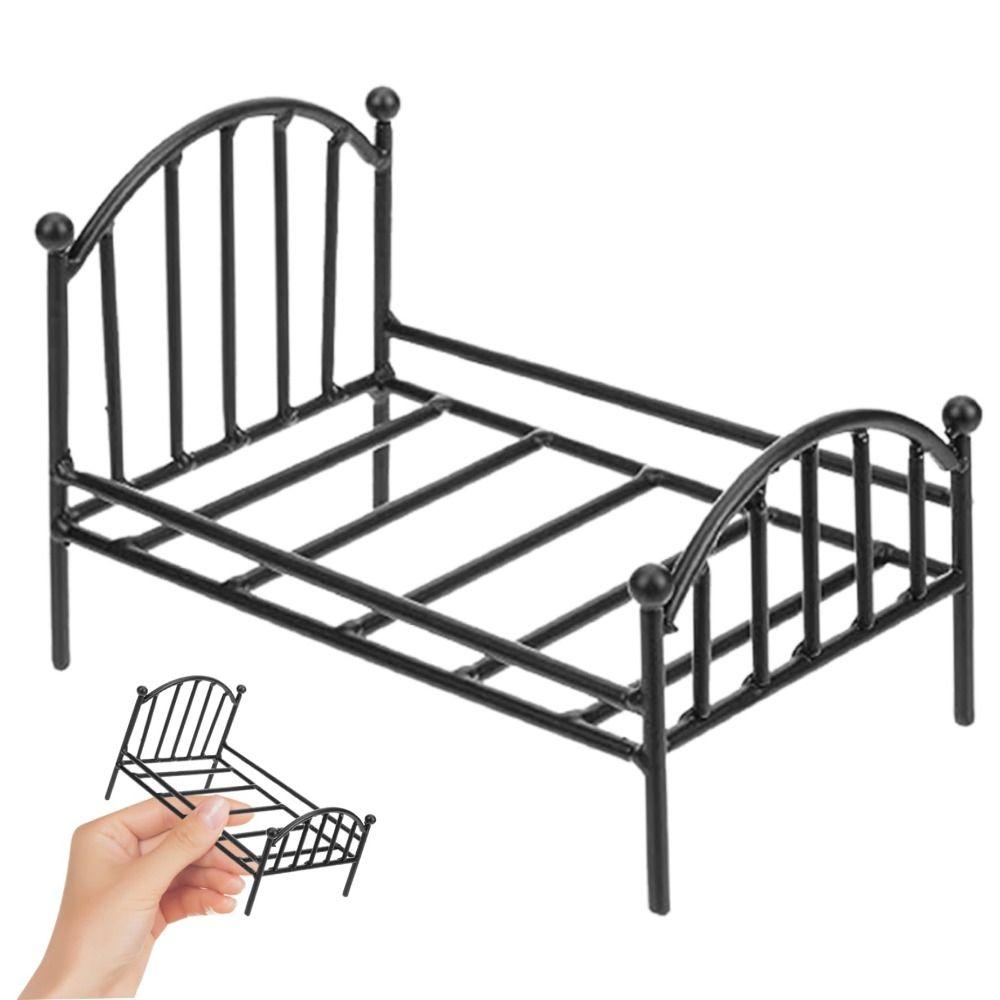 Кукольная мебель, винтажная миниатюрная кровать, мини-реалистичная кровать, новая металлическая кровать для кукольного домика