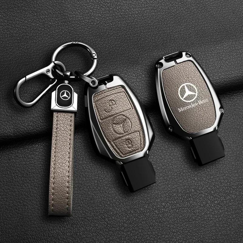 ESU5 Zinc Alloy Leather Car Key Case Cover Holder Shell Protector For Mercedes Benz A B C S Class AMG GLA CLA GLC W176 W221 W204 W205