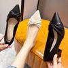 Autumn Winter Womens Shoes High Heels Outdoor All-match Casual Simple Soft Leather Spike Shallow Mouth Thick Heel Single Shoe
