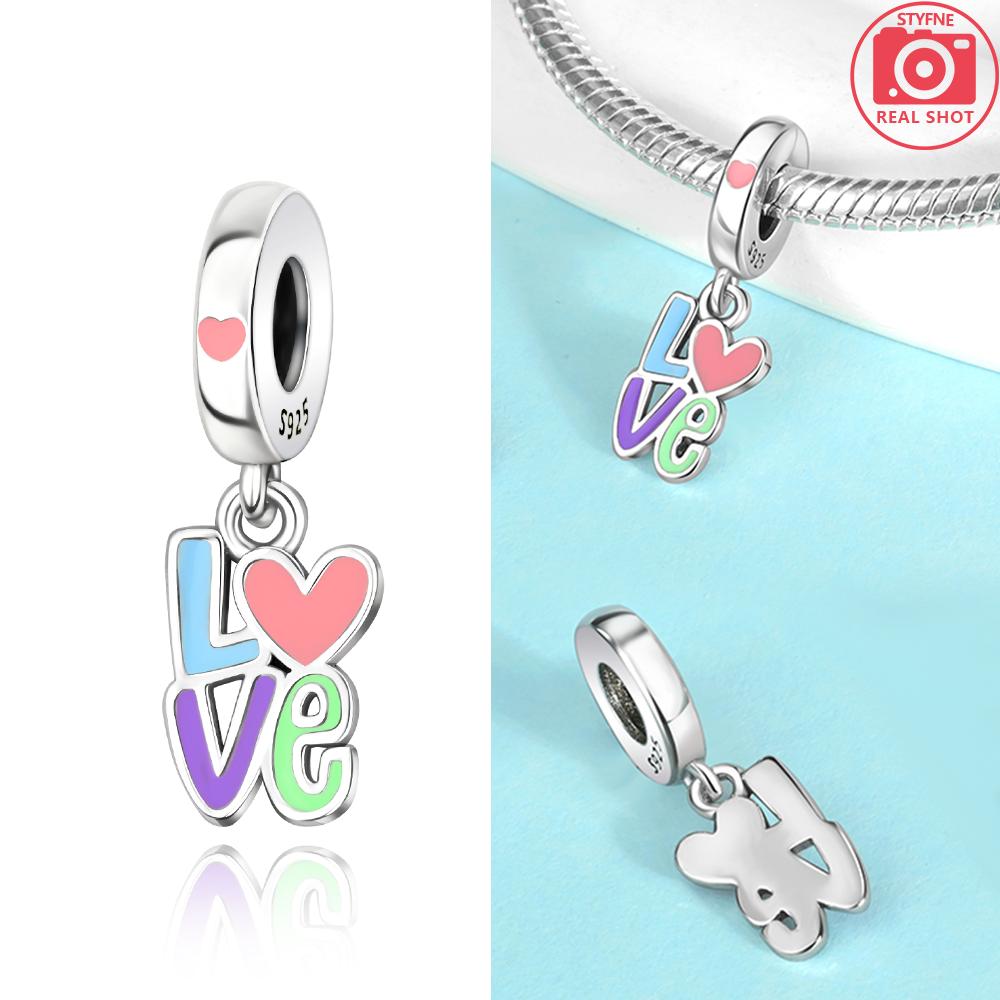 Pink Zircon Love copper Bead Charms Charm Bead Charms Compatible With Bracelets Women Jewellery Diy Anniversary Gift Delicate Accessories Bag Charm