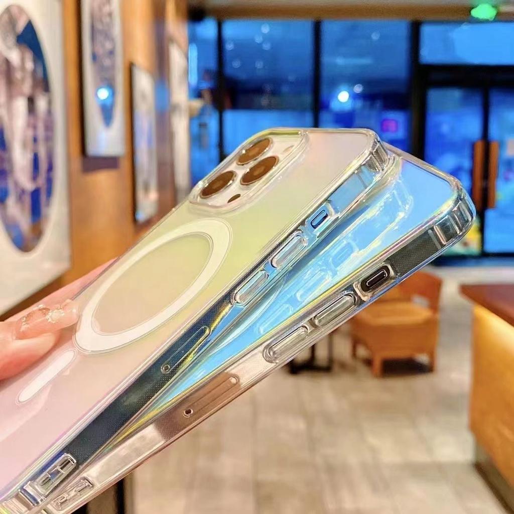 Красочный магнитный чехол для телефона, подходящий для iPhone14ProMax, градиентный защитный чехол Apple 15 Акрил