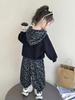 Girls' Korean-Style Leopard Print Hooded Sweatshirt and Pants Set - 2025 Spring/Autumn Fashion