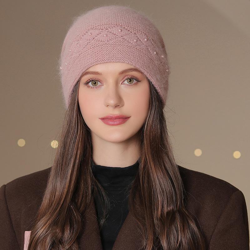 Новая женская зимняя шапка, модная шапка-бини с жемчугом, теплая зимняя шапка для женщин, повседневная уличная вязаная шапка