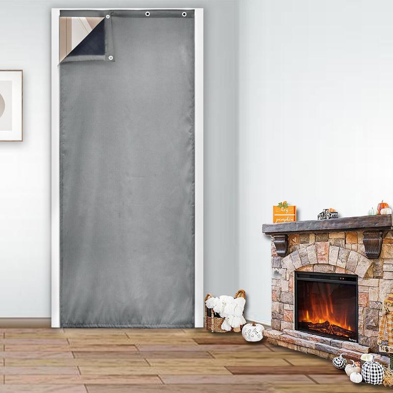 1PC Sound Insulation Door Curtain Thickened Quilted Heavy Duty Self-Adhesive Blackout Coldproof