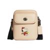 New Peanuts Snoopy Collaboration Heritage Pebbled Leather Shoulder Bag, Crossbody Bag Mini Women's Ivory White CE613-QBT04