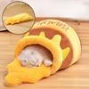 Cute Honey Pot Cat Bed Honey Jar Shape House Plush Cartoon Warm Pet Bed Cat Condo Mat Soft Pet House For Small Cats Dog