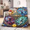 One Punch Man Smart Print Flannel Blanket, Cartoon Decorative Pattern, Soft and Warm for Bed and Couch, Travel Blanket_LIAN