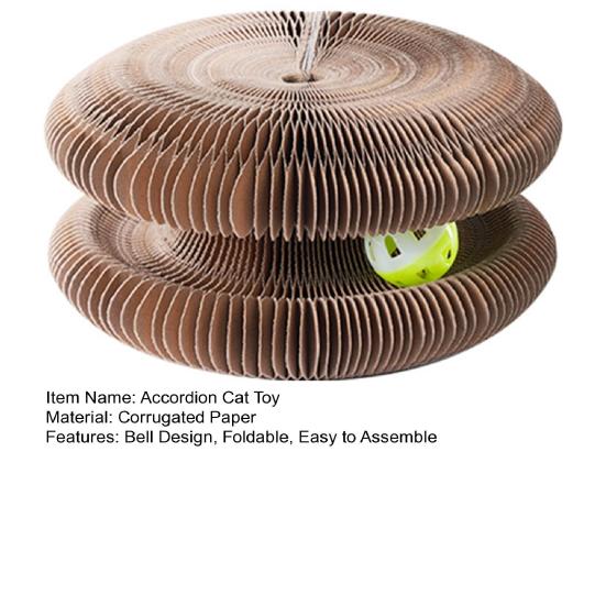 Круглая игрушка-гармошка для кошек с колокольчиком, складная доска для скретч-доски, игрушка-голова кошки